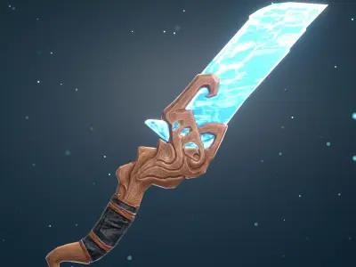 Stylized Ice Sword Low-poly 3D model