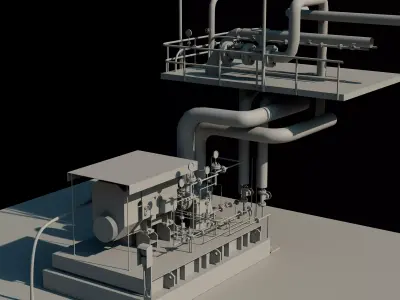 pump system Low-poly 3D model
