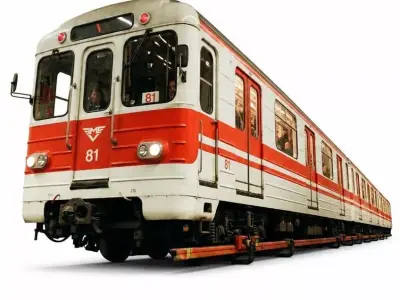 Soviet-Era 81717 Subway Train Classic Red and White Metro  3D model