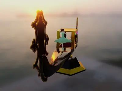 gondel gondola romantic ship with ballerina 3D model