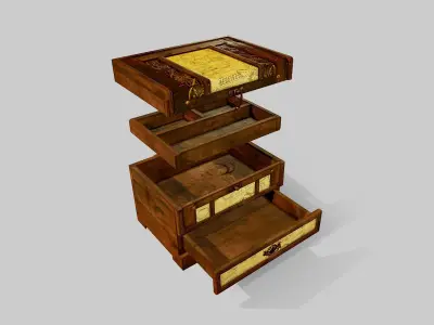 Vintage Jewelry Box Low-poly 3D model