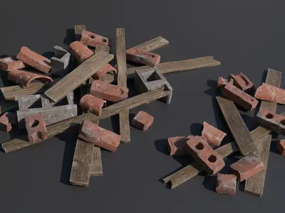 Debris piles Low-Poly 3d models Low-poly 3D model