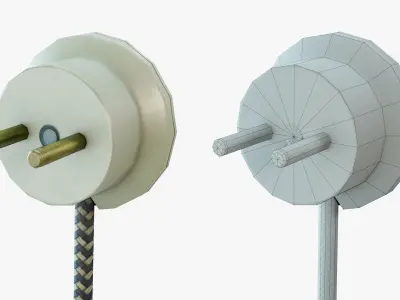 Round Electrical plug USSR Low-poly 3D model