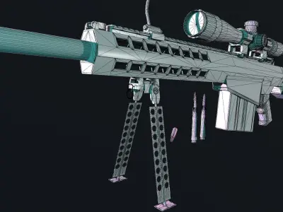 m82a1 sniper rifle Free low-poly 3D model
