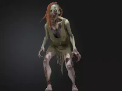 Zombie Woman 3D Model Realistic Horror Sculpture Free 3D print model