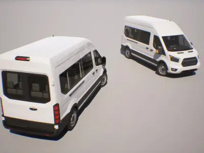 Passenger Van - Transit  - Game Ready Vehicle Low-poly 3D model