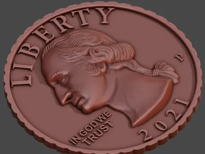 Quarter Dollar 3D model 3D print model