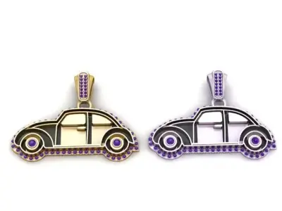 Golden Retro Car Pendant   Luxury Vehicle Jewelry 3D Model  3D print model purchase