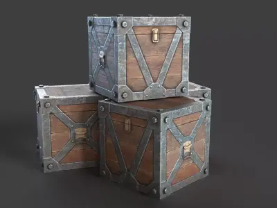 Wooden-Box Low-poly 3D model