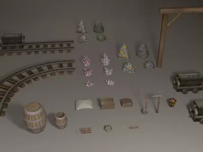 Miner pack - 29 items collection Low-poly 3D model