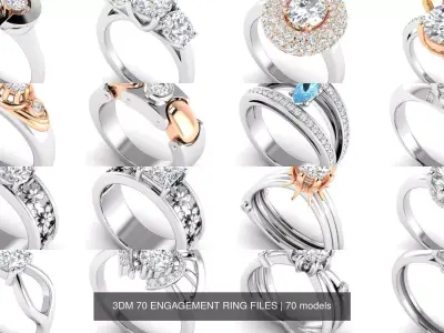 3DM 70 ENGAGEMENT RING FILES 3D Model Pack