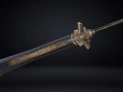 Futuristic Sword Low-poly 3D model 6