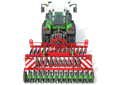Tractor with Disc Harrow 3D model buy