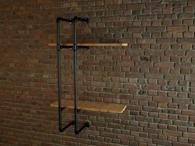 Industrial style pipe shelves Free 3D model