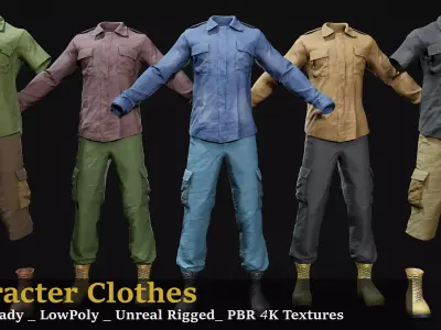 Character Clothes Vol 01 realtime unreal Low-poly 3D model