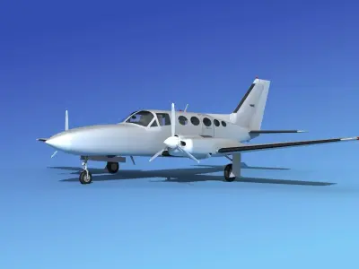 Cessna 414A Chancellor Bare Metal 3D model