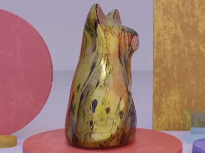 The cat ceramic figure Low-poly 3D model