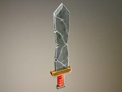 Stylized medieval old sword Low-poly 3D model