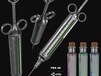Vintage Medical Syringe Low-poly 3D model