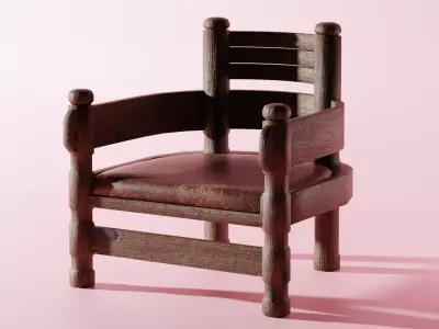 Medieval Chair Low-poly 3D model purchase