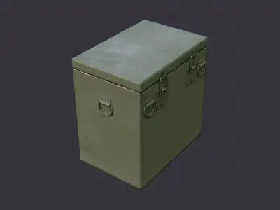 Olive Drab Military Food Container Chest Low-poly 3D model