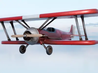 Modern Biplane Low-poly 3D model