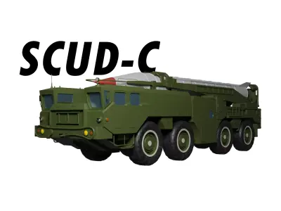 Low poly Hwasong-6 SCUD-C missile launcher 3D model
