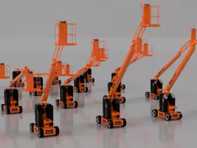 Articulating Boom Lift 3D Model Pack - 16 Poses 3D model
