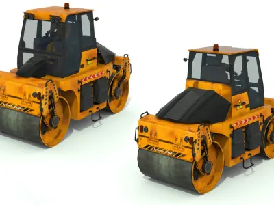 Road roller truck Low-poly 3D model