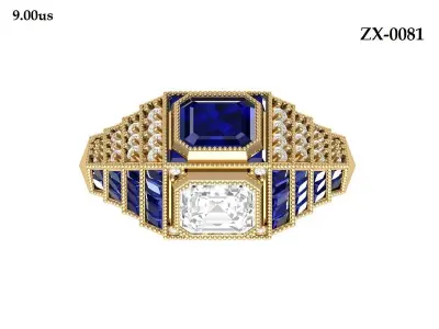 Emerald Art Deco Ring 3D print model