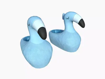 Slippers C02 Blue Flamingo - Costume Character Design Low-poly 3D model