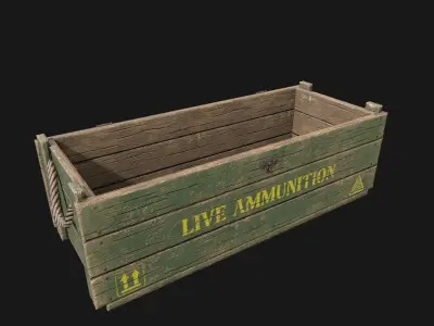 Low Poly PBR Wooden Military Crate 4 Low-poly 3D model