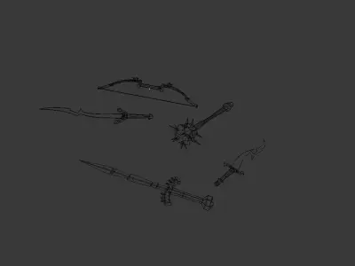 5 low poly fantasy weapons pack 3 Low-poly 3D model