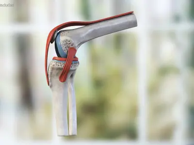 Knee Joint Model Rigged for Cinema 4D 3D model