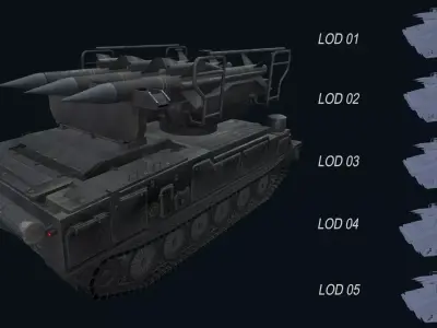 Asset - Army - SA 6 Gainful - 3D MODEL Low-poly Low-poly 3D model