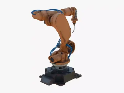Industrial Welding Robot Orange Rusty Low-poly 3D model