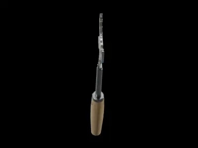 Barbeque Fork Long Extendable  oak wood dark Low-poly 3D model