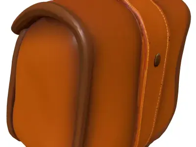 Vintage Brown Leather Pouch Bag Low-poly 3D model