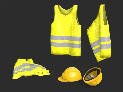 Safety Equipments Set 01 Low-poly 3D model