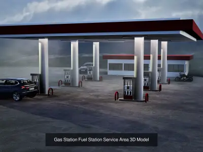 City Buildings Gas Station Logistics Fast Food Building Pack