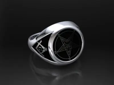 Satanic logo ring 3D print model