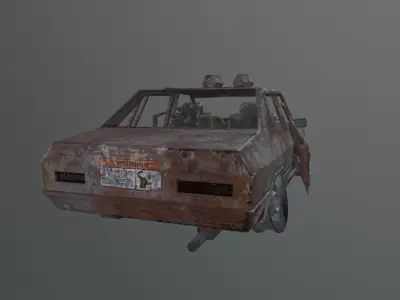 Post Apocalyptic Destroyed Abandoned Car Low-poly 3D model
