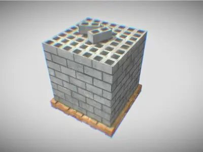 Bricks Pallet Low-poly 3D model