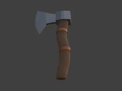 Simple Wood Axe Weapon low-poly game ready Low-poly 3D model