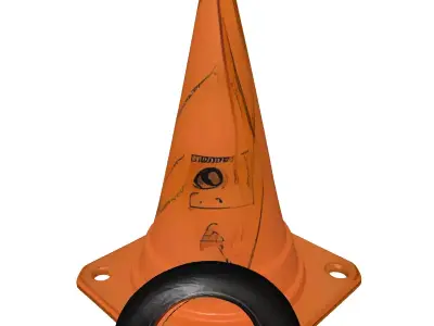 Distressed Traffic Cone and Tire 3D model