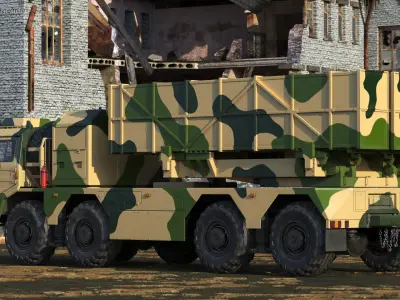 Chinese MLRS WS-2D Sand Camouflage Rigged for Maya 3D model