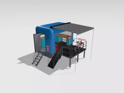 Mobile Bicycle Workshop Trailer 3D Model 3D model
