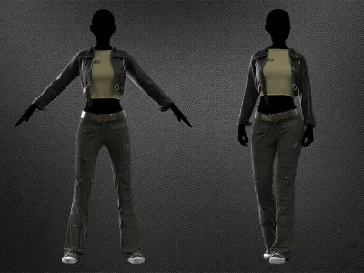 Women clothing military style 3D model