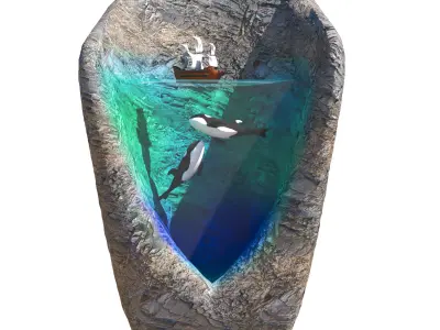 whale rock Low-poly 3D model