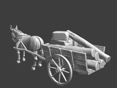 Medieval Supply Wagon for Castle construction 3D print model